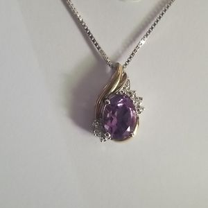 Duet  Silver an Gold Amethyst and Diamond Necklace